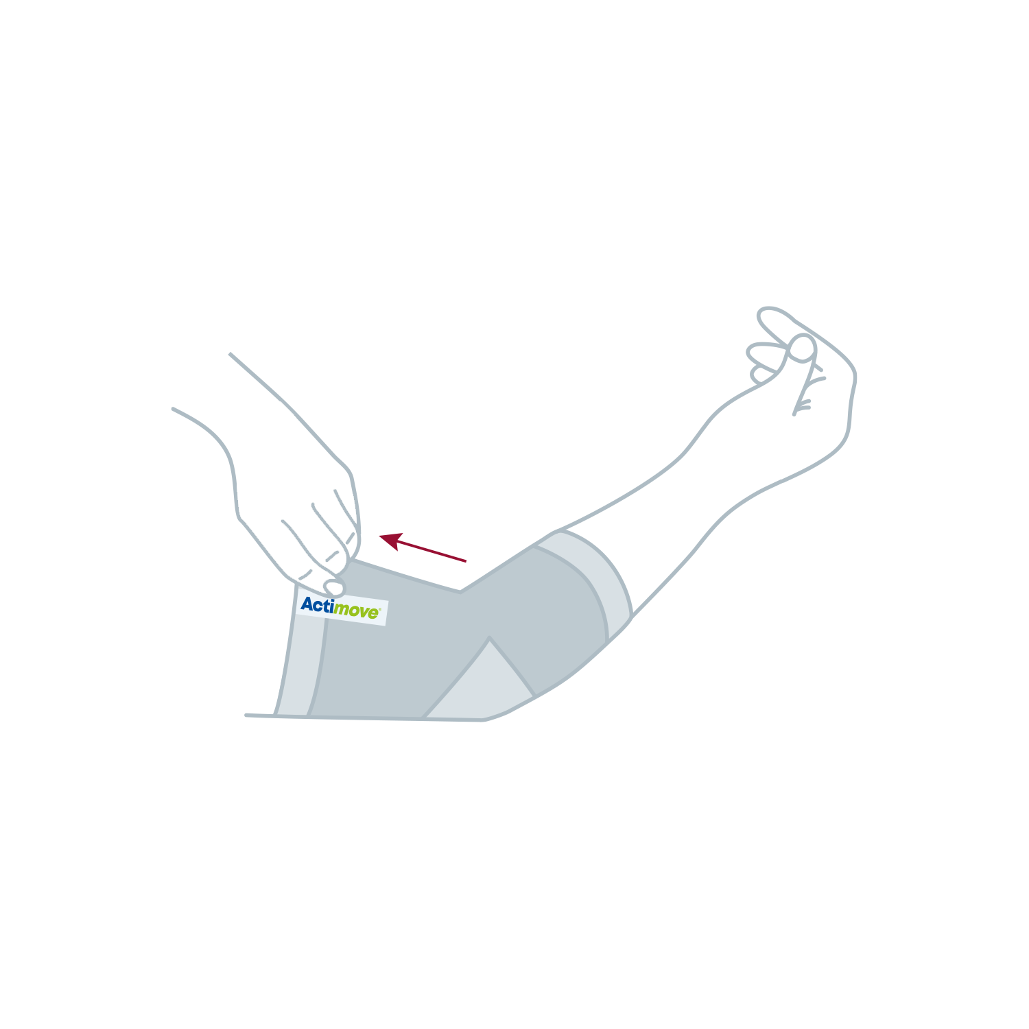 How to put on the Actimove Arthritis Care Elbow Support: Slide your arm into your Actimove Arthritis Care Elbow Support and pull it onto your elbow
 How to put on the Actimove Arthritis Care Elbow Support: Slide your arm into your Actimove Arthritis Care Elbow Support and pull it onto your elbow